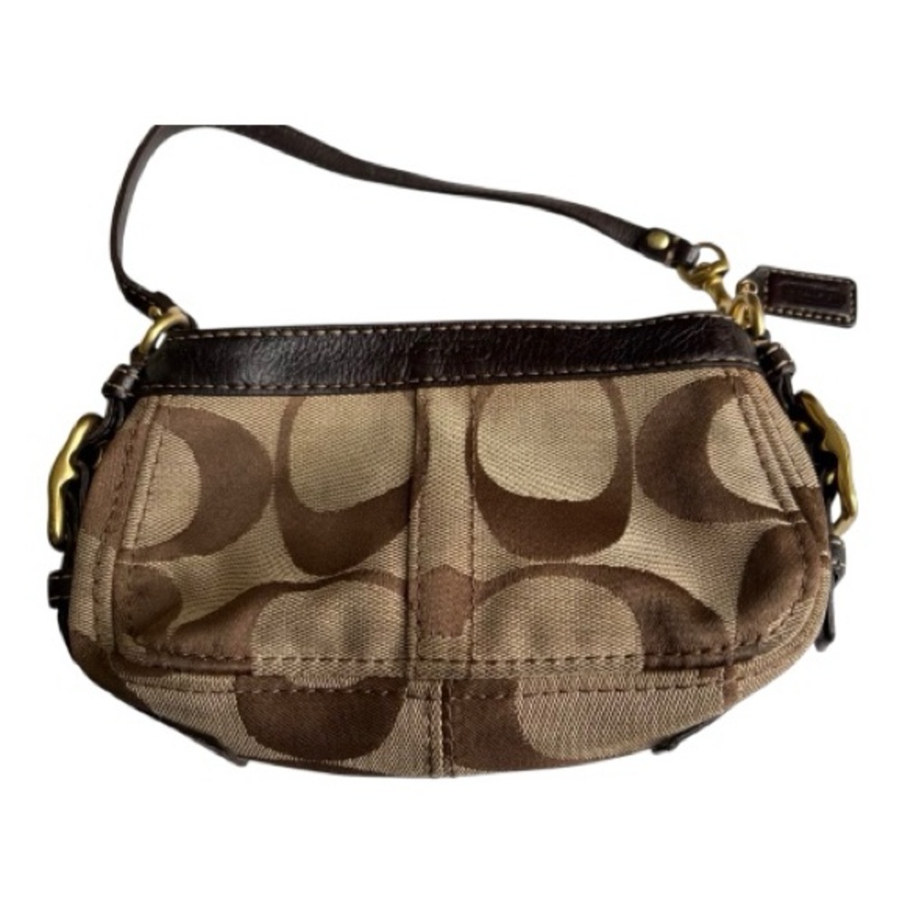 Coach Tan and Brown Signature Wristlet